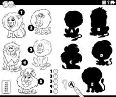sombras jogos com desenho animado leões coloração página vetor
