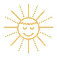 amarelo Sol vetor linha ícone, cor placa do verão estação
