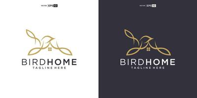 pássaro casa logotipo Projeto ícone vetor silhueta ilustração