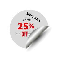 super venda acima para 25 por cento fora a descamação efeito adesivo. vetor
