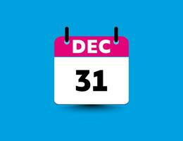 encontro e mês dezembro 31 plano ícone calendário. vetor