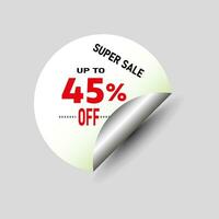 super venda acima para 45 por cento fora a descamação efeito adesivo. vetor