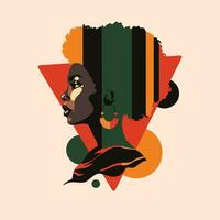 africano Preto mulher cultural Preto história mês camiseta vetor