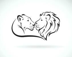 masculino leão e fêmea leão Projeto em branco fundo. selvagem animais. leão logotipo ou ícone. fácil editável em camadas vetor ilustração.