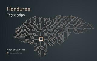 Honduras mapa com uma capital do tegucigalpa mostrando dentro uma microchip padronizar. e-governo. mundo países vetor mapas. microchip Series