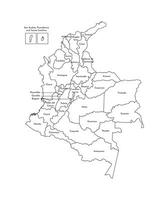 vetor isolado ilustração do simplificado administrativo mapa do Colômbia. fronteiras e nomes do a departamentos, regiões. colorida azul cáqui silhuetas