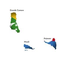 vetor isolado ilustração com Comores nacional bandeira com forma do isto mapa, simplificado. volume sombra em a mapa. branco fundo