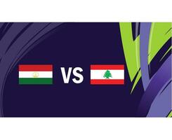 tajiquistão e Líbano ásia bandeiras nações 2023 grupo uma equipes países ásia futebol símbolo logotipo Projeto vetor ilustração