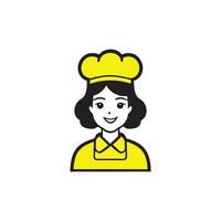alegre desenho animado chefe de cozinha sorridente com confiança dentro dela cozinha uniforme vetor