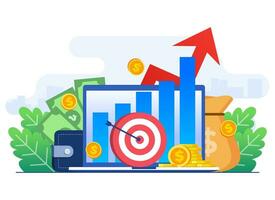 financeiro e investimento crescimento conceito plano ilustração vetor modelo, passiva renda, Salve  dinheiro, lucro crescimento, o negócio plano estratégia, crescimento o negócio finança, financeiro planejamento