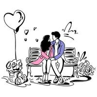 romântico rede inspirado plano ilustração encantador namorados encontro cena representando amor, conexão, e inesquecível recordações vetor