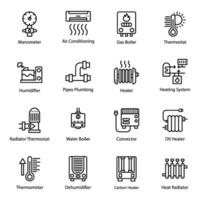 aquecimento dispositivos linha vetor ícones