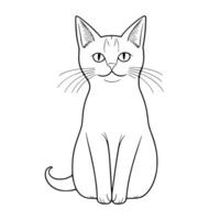 fofa gato vetor Preto e branco desenho animado personagem Projeto coleção. branco fundo. animais de estimação, animais.