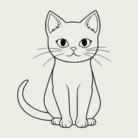 fofa gato vetor Preto e branco desenho animado personagem Projeto coleção. branco fundo. animais de estimação, animais.