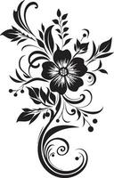 botânico noir silhueta Preto ícone intrincado vetor ramalhete mão desenhado Projeto