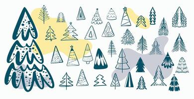 rabisco estilo Natal árvore enfeites Projeto dentro conjunto vetor