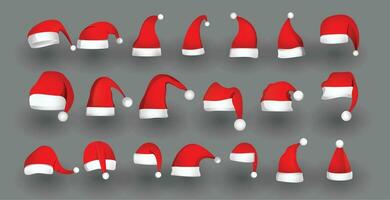 conjunto do isolado vermelho santa claus chapéus Projeto para Natal feriado vetor