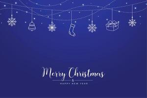 azul alegre Natal fundo com mão desenhado suspensão elementos vetor