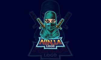 ninja desenho animado mascote logotipo modelo vetor