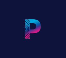 p alfabeto tecnologia logotipo Projeto conceito vetor