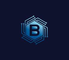 b alfabeto tecnologia logotipo Projeto conceito vetor