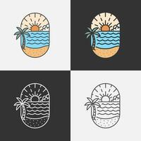 de praia ilustração monoline ou linha arte estilo, Projeto pode estar para t camisas, adesivo, impressão necessidades vetor