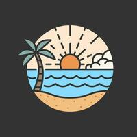 de praia ilustração monoline ou linha arte estilo, Projeto pode estar para t camisas, adesivo, impressão necessidades vetor