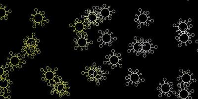 de fundo vector amarelo escuro com covid-19 símbolos.