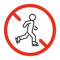 Proibido patinação em patim para pessoas, linha placa. símbolo do pessoa em patim em gelo proibido. vetor placa