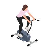 senhora na composição da bicicleta de exercício vetor