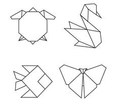origami animais vetor ilustração. animal origami papel. papel arte ilustração. origami ícone conjunto padronizar