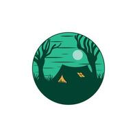 círculo árvores floresta com barraca para ao ar livre acampamento escoteiro logotipo ilustração vetor