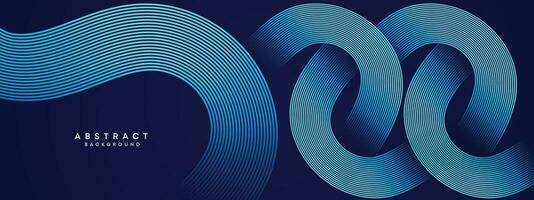 abstrato Sombrio azul acenando círculos linhas tecnologia fundo. moderno gradiente com brilhando linhas brilhante geométrico formas e diagonal, para brochuras, capas, cartazes, bandeiras, sites, cabeçalho vetor