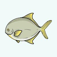 dourado pomfret peixe desenho animado ilustração vetor