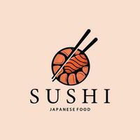 Sushi logotipo simples Projeto Sushi japonês Comida ícone modelo produtos japonês cozinha vetor