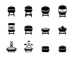 grade churrasco vetor ícone conjunto ilustração isolado em branco fundo. simples conjunto do grade relacionado vetor linha ícones. contém tal ícones Como carne, carvão, fogueira e Mais