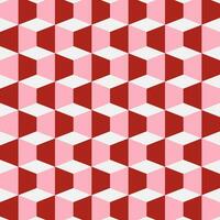 desatado padronizar Projeto com cubo com geométrico quadrados com 3d efeito com rosa, branco e vermelho cores. vetor