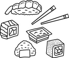 rabisco Japão Comida clipart esboço mão desenhado arte gravação vetor