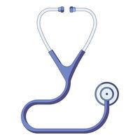 ícone de um estetoscópio médico azul, conceito de saúde e primeiros socorros em um estilo simples, isolado em um fundo branco. vetor