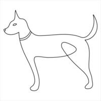 cachorro animal animal esboço vetor ilustração e contínuo solteiro linha mão desenhado esboço