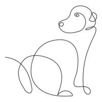 contínuo solteiro linha cachorro vetor arte desenhando minimalista cachorro face esboço abstrato mão desenhado estilo