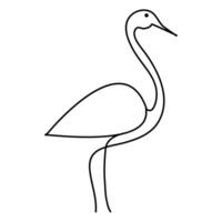 flamingo e garça contínuo 1 linha arte desenhando mão desenhado vetor ilustração do estilo.