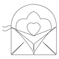amor carta envelope isolado ícone contínuo solteiro linha arte desenhando esboço vetor ilustração