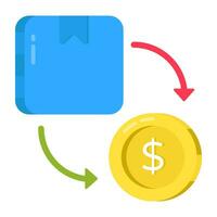 ícone de design plano conceitual de dinheiro na entrega vetor