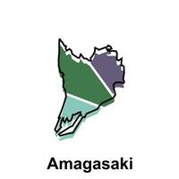mapa cidade do amagasaki Projeto ilustração, vetor símbolo, sinal, contorno, mundo mapa internacional vetor modelo em branco fundo