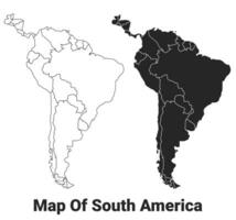 vetor Preto mapa do sul América país com fronteiras do regiões