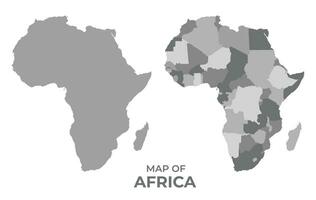 escala de cinza vetor mapa do África com regiões e simples plano ilustração