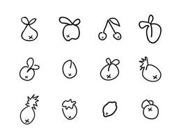 vetor ilustração do frutas, exótico frutas, vegetarianos mínimo fino linha rede ícone definir.