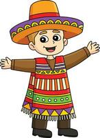 mexicano Garoto desenho animado colori clipart ilustração vetor