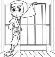 ninja se escondendo coloração página para crianças vetor
